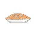 Hand Drawn Sketch Of A Side View Pie With Orange Brown Crust And Slits Royalty Free Stock Photo