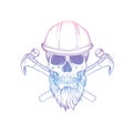 Hand drawn sketch skull with helmet