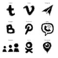 Hand-drawn sketch social media web icons set Royalty Free Stock Photo