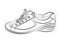 Hand drawn sketch of sport shoes, sneakers for summer. Vector stock illustration. Sport wear for men and women.