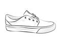 Hand drawn sketch of sport shoes, sneakers for summer. Vector stock illustration. Sport wear for men and women.