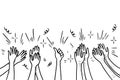 Hand Drawn sketch style of applause, thumbs up gesture. Human hands clapping ovation. on doodle style, vector illustration Royalty Free Stock Photo