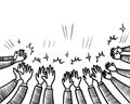 Hand Drawn sketch style of applause, thumbs up gesture. Human hands clapping ovation. on doodle style, vector illustration Royalty Free Stock Photo