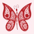 Hand drawn sketch style Butterfly. Retro hand-drawn vector illustration. Doodle and zentangle art. Royalty Free Stock Photo