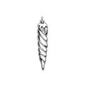 Hand drawn sketch style Christmas decoration icicle. Design element for Christmas cards, posters, invitations and packages.