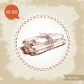 Hand drawn sketch style cinnamon sticks tied with twine. Isolated on vintage background.