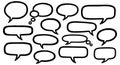 Hand drawn sketch style multiple blank speech bubbles and thought balloons in black outline vector illustration collection Royalty Free Stock Photo