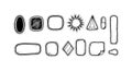 Hand drawn sketch style vector set of various shapes including stars, triangles, diamonds, rectangles, and circles with textured Royalty Free Stock Photo