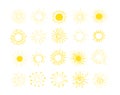 Hand drawn sketch of sun collection. Royalty Free Stock Photo