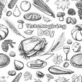 Hand drawn sketch Thanksgiving Day seamless