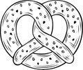 Hand drawn sketch vector illustration german pretzel food icon for bakery or pastry black and white doodle bun
