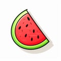 Colorful Watermelon Icon Vector Illustration With Playful Comic Strip Style