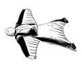 Hand drawn sketch of wingsuit in black isolated on white background. Detailed vintage style drawing. Vector illustration