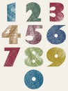 Hand drawn and sketched color bold numbers set, vector sketch st Royalty Free Stock Photo