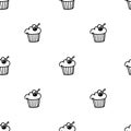 Hand drawn sketched muffin seamless pattern. Vector illustration design for fashion fabrics, textile graphics, prints, wallpapper