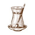 Hand-drawn sketches of Glass of Turkish Tea. Gastro Symbols of Istanbul.