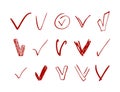 Realistic various doodle ticks, for making checklists