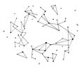 Hand-Drawn Sketchy Doodle Design Elements with constellations, circuits, neural network concept. Abstract outline vector Royalty Free Stock Photo