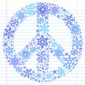 Hand-Drawn Sketchy Doodle Snowflake Peace Sign Royalty Free Stock Photo