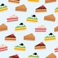 Hand drawn slice of cake seamless pattern background vector design Royalty Free Stock Photo