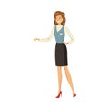 Woman administrator meeting guests at work vector illustration