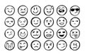 Hand drawn smiles. Doodle emotion faces. Freehand vector cute emoticon collection