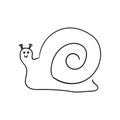 Hand drawn snail vector illustration coloring page. Simle black line in doodle style. Easy form Royalty Free Stock Photo