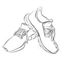 Hand drawn of sneakers isolated on white background