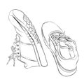 Hand drawn sneakers sketch style isolated on a white background