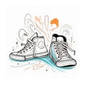 Hand drawn sneakers on white background. Run Concept. Vector illustration Royalty Free Stock Photo