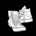 Hand drawn sneakers on white background. Run Concept. Vector illustration Royalty Free Stock Photo