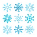 Handwriting snowflake collection isolated on white background. Flat snow icon, snow flakes silhouette. Snowflakes for christmas