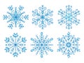 Cute snowflake collection in cartoon style