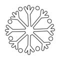 Hand drawn snowflake, doodle style flat vector outline