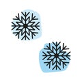 Hand-drawn snowflake illustrations on blue backdrop. Winter season decorative elements. Vector illustration. EPS 10.