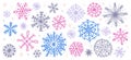 Hand drawn snowflake sketchy doodle graphic winter holiday design elements set vector illustration Royalty Free Stock Photo