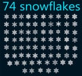 74 hand drawn snowflakes. doodle