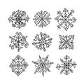 Hand drawn snowflakes. Ethnic design