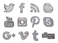 Hand drawn social media buttons Royalty Free Stock Photo