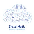 Hand drawn social media networking doodle sketch vector concept background