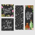 Hand drawn spa banners in sketch style. Design for store, spa, beauty salon and etc. Natural cosmetics vector Royalty Free Stock Photo