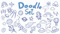 Hand drawn Space Doodle cosmos illustration set