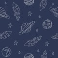 Hand drawn space print Royalty Free Stock Photo