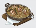 Hand-drawn spaghetti marinara dish Royalty Free Stock Photo