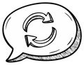 Hand-drawn speech bubble with circular arrows, indicating refresh or reply Royalty Free Stock Photo