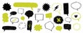 Hand-drawn speech bubble set with crayon scribble texture. Vector doodle collection of chat boxes and comic elements Royalty Free Stock Photo