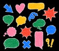 Hand drawn cut out of paper speech bubbles with crayon or chalk texture Royalty Free Stock Photo