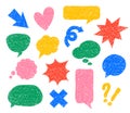 Hand drawn colorful speech bubbles with crayon or chalk texture Royalty Free Stock Photo