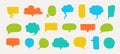 Hand drawn speech bubbles. Doodle text shapes elements with rough edges and noisy grunge texture. Vector isolated set Royalty Free Stock Photo