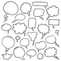 Hand Drawn Speech Bubbles in outline style. Vector Illustration